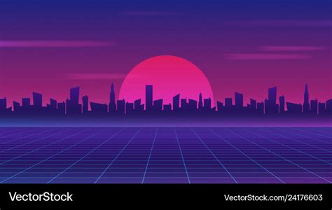 Retro future 80s style sci-fi wallpaper Royalty Free Vector