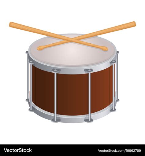 Small round drum and wooden sticks to play Vector Image