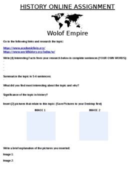 Wolof Empire "Mini Research" Online Assignment by Northeast Education