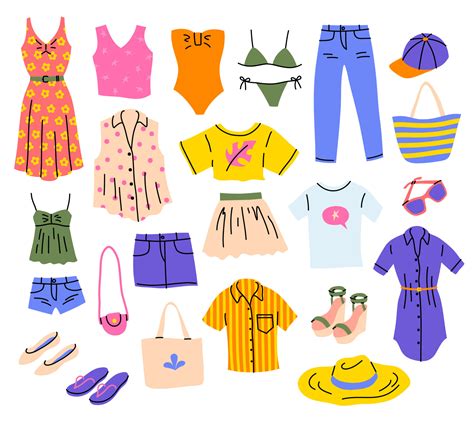 Cartoon Color Different Summer Fashion Clothes Set. Vector 21678403 ...