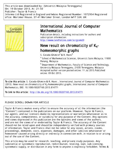 (PDF) New result on chromaticity of K 4-homeomorphic graphs