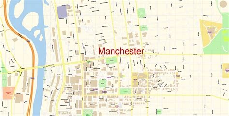 Manchester New Hampshire PDF Map Vector Exact City Plan detailed Street Map editable Adobe PDF ...