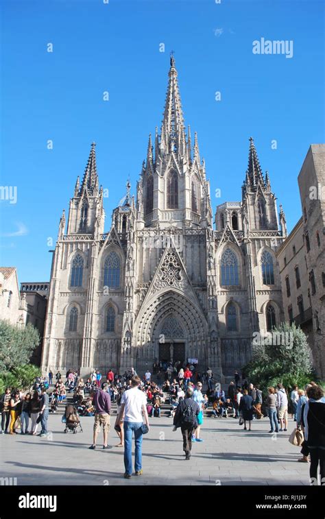 The Cathedral of Barcelona, Spain (Gothic style, begun in 1298 Stock Photo - Alamy