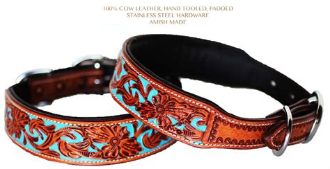 Dog Puppy Collar Hand Tooled and Painted Cow Leather Western 6047 - Walmart.com - Walmart.com