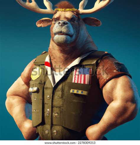 「3d Image Angry Moose Muscles Wearing」のAI生成画像、2278309213 | Shutterstock