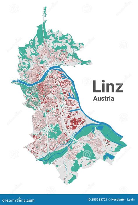 Linz Vector Map. Detailed Map Of Linz City Administrative Area ...