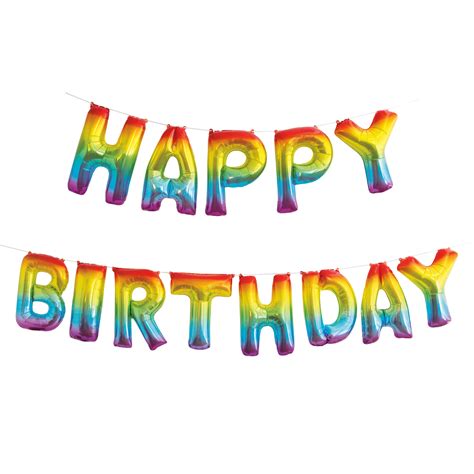 Foil "HAPPY BIRTHDAY" Letter Balloon Banner, Rainbow, 14ft - Walmart.com