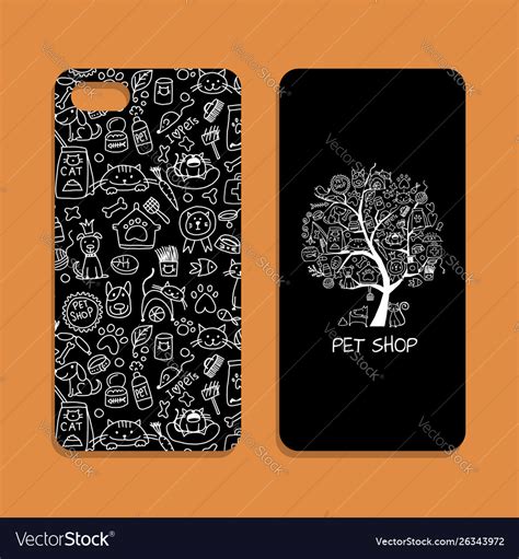 Mobile phone cover design pet shop identity Vector Image