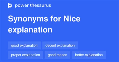 Nice Explanation synonyms - 259 Words and Phrases for Nice Explanation