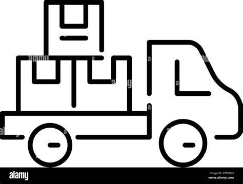 Open delivery truck with stack of parcels. Pixel perfect, editable stroke Stock Vector Image ...