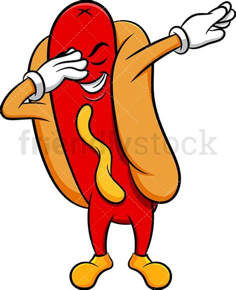 Dabbing Hot Dog Sandwich Cartoon Vector Clipart - FriendlyStock