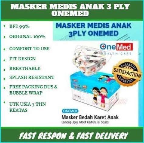 Jual Masker medis anak/masker anak medis 3ply/masker medis anak onemed ...