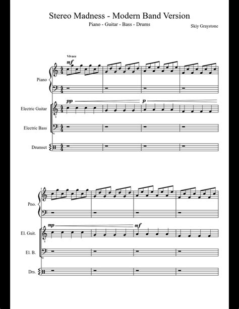 Stereo Madness - Modern Band Version sheet music for Piano, Guitar ...