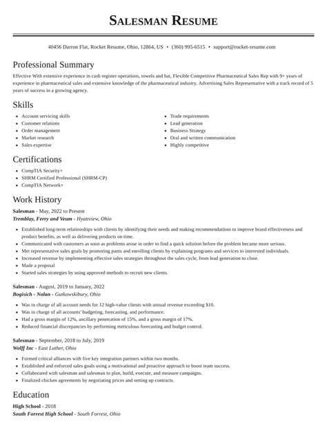 Salesman Cv Sample Doc Buatmakalah Com - Riset