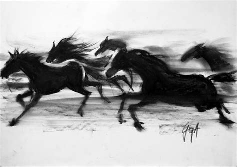 WILD HORSES Drawing by Nicolas GOIA | Saatchi Art