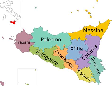 File:Map of region of Sicily, Italy, with provinces-en.svg - Wikimedia ...