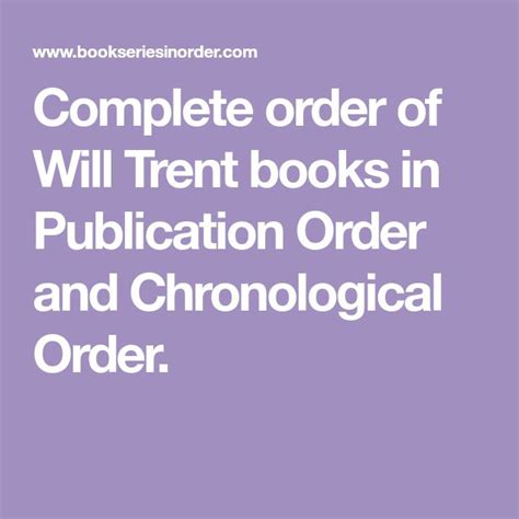 Complete order of Will Trent books in Publication Order and Chronological Order. | Greg iles ...