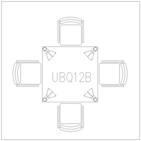 Square Table 4 Seater – Top View - Cadblockdwg