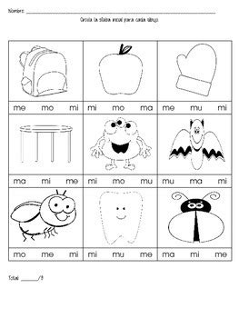 Silabas Assessment Sheet ma, me, mi, mo, mu by Fabulosa Teacher | TpT