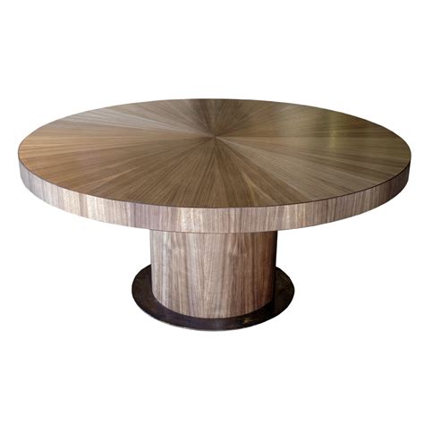 Astor Round American Walnut Dining Table with Radial Match top with drum base - James Salmond ...