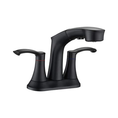 Lukvuzo 4 in. Centerset Double Handle Low Arc Bathroom Faucet and Pull ...