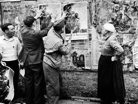 French resistance fighters putting up posters, c.1944 [1600 x 1207] : r ...