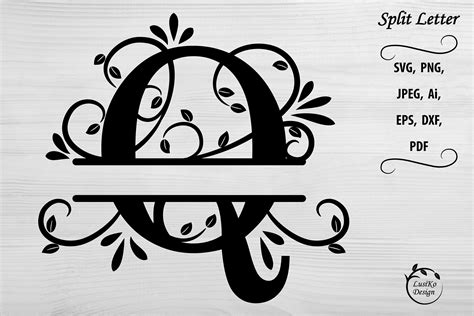 Letter Q. Split monogram letter Q. Floral alphabet SVG, DXF By LusiKo Design | TheHungryJPEG