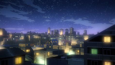 Download Light Night Anime City HD Wallpaper