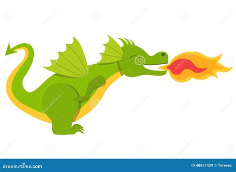 Cute Smiling Dragon With Fire Stock Illustration - Image: 48851429