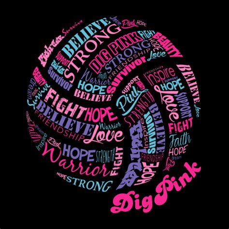 Dig Pink Rally Words | Dig pink volleyball ideas, Volleyball tshirts ...