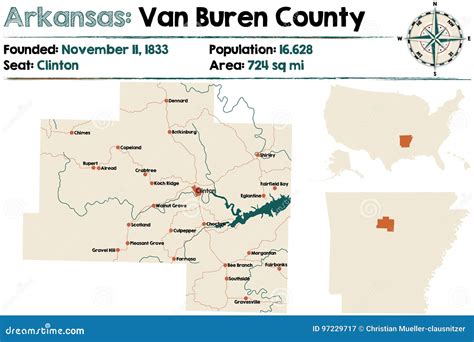 Arkansas: Van Buren County Map Cartoon Vector | CartoonDealer.com #97229717