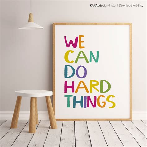 We can do hard things print printable wall art kids bedroom | Etsy