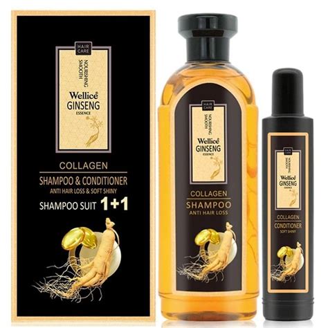 Wellice Ginseng Essence Collagen Shampoo + Conditioner 2 in 1 Anti Hair ...