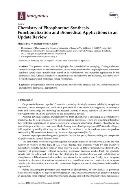 (PDF) Chemistry of Phosphorene: Synthesis, Functionalization and ...