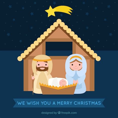 Free Vector | Merry christmas card with nativity scene