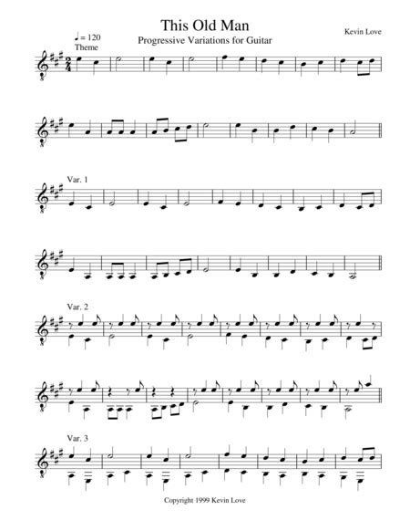 This Old Man - Progressive Variations for Guitar Sheet Music | Kevin Love | Solo Guitar