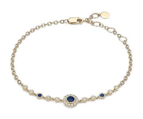 Sapphire and Diamond Vintage Inspired Bracelet in 14k Yellow Gold (3.5mm) | Blue Nile