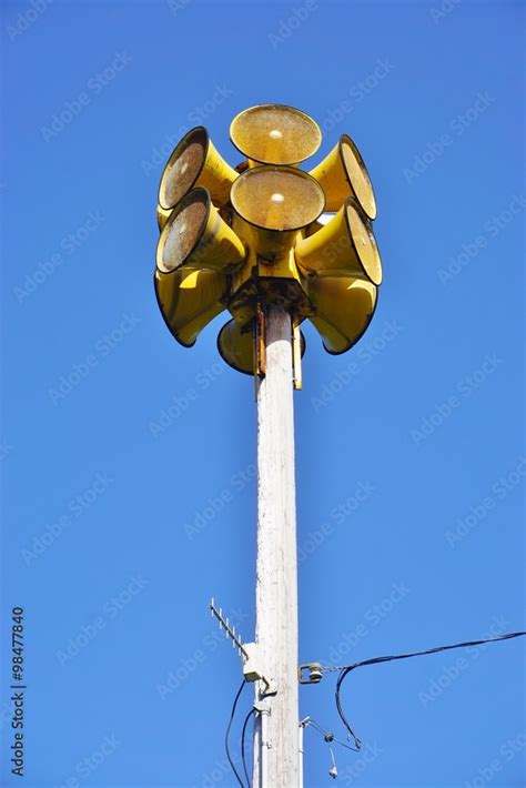 Tsunami siren warning loudspeakers in Maui, Hawaii Stock Photo | Adobe ...