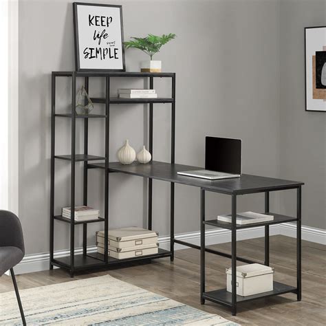 Home Office Computer desk with multiple storage shelves, Modern Large ...