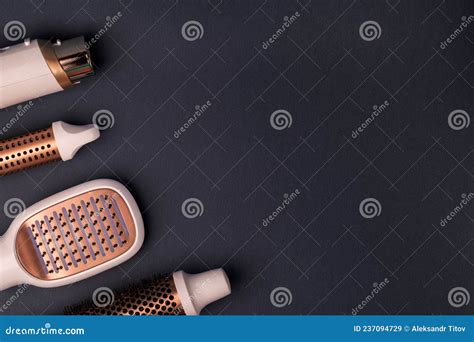 Layout of Hairdresser Tools on Dark Background. Stock Image - Image of salon, comb: 237094729