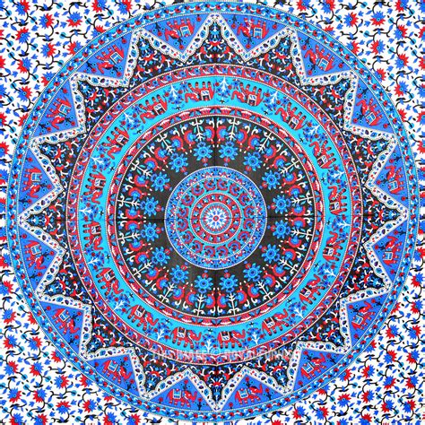 Blend of Blue and Red Decorative Colorful Medallion Kerala Mandala ...