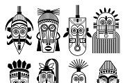 Ethnic masks or tribal masks icons | Decorative Illustrations ~ Creative Market
