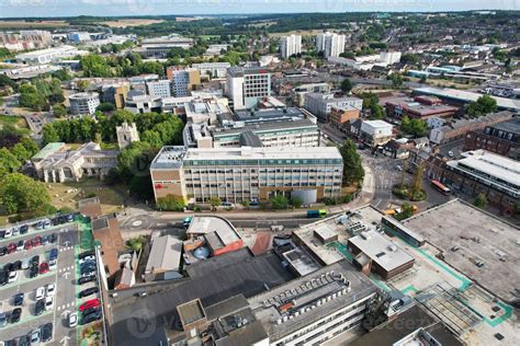 Luton City Centre and Local Buildings, High Angle Drone's View of Luton ...