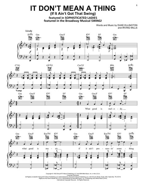 Duke Ellington "It Don't Mean A Thing (If It Ain't Got That Swing)" Sheet Music Notes | Download ...