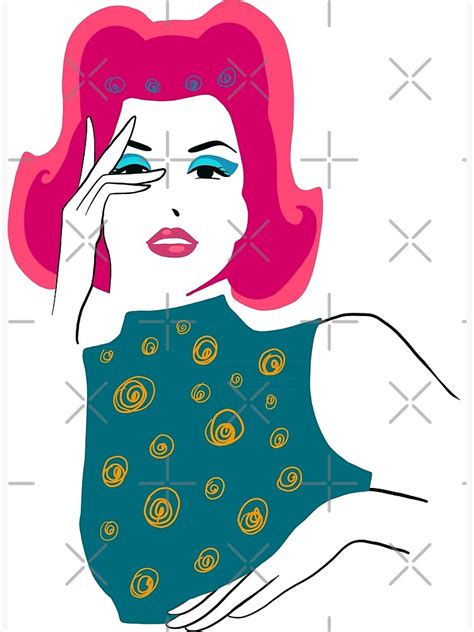 "Stylish beautiful model for fashion design. 60s pop art style graphic illustration. Portrait of ...