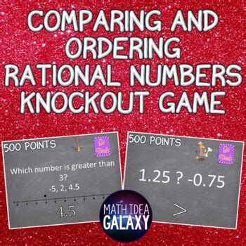 Comparing and Ordering Rational Numbers Knockout Game by Idea Galaxy