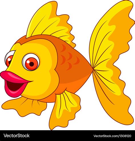 Cute golden fish cartoon Royalty Free Vector Image