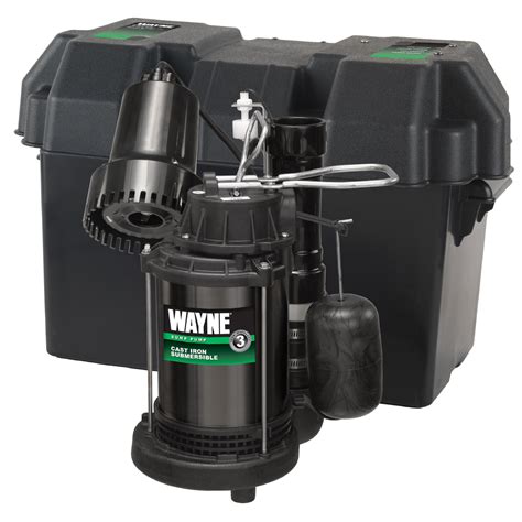 WAYNE WSS20V Pre-Assembled 120 V/12V 1/3 HP Primary and Battery Backup Combination Sump Pump ...