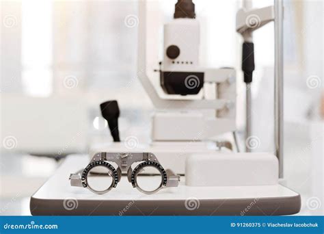 Picture of Brand New Ophthalmologists Equipment Stock Image - Image of glasses, frame: 91260375