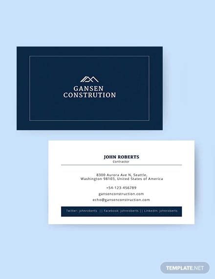 40+ Best Architecture and Construction Business Card Templates - Word, PSD, AI